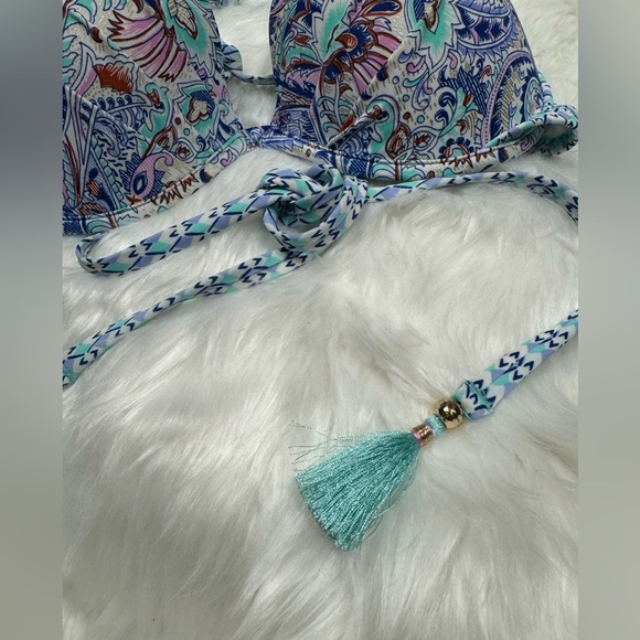 Victorias Secret Blue Paisley Strappy Swim Top - Picture 8 of 10